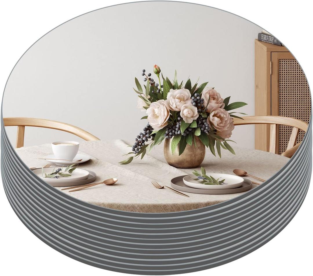 Muzilife 12" Round Mirror Candle Plate Set, 2 mm Circle Tables Mirror Trays - Box of 12 Glass Candle Plate Set for Table Wedding Centerpieces, Party, Festivals Decor Muzilife 12" Round Mirror Candle Plate Set, 2 mm Circle Tables Mirror Trays - Box of 12 Glass Candle Plate Set for Table Wedding Centerpieces, Party, Festivals Decor