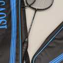 Professional Badminton Rackets Set of 4 Sports Outdoor Backyard or Indoor Badminton Game Set with Shuttlecocks- Includes 4 Black Rackets, 12 Duck Feather Badminton Shuttlecocks