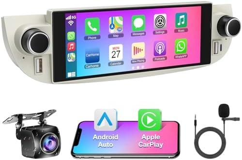 5GWiFi Upgrade Car Stereo Radio for Fiat 500 2007-2015, 4+64GB 6.8 inch Fiat Radio Built-in Carplay & Android Auto Voice Control Bluetooth GPS WiFi, EQ FM Steering Wheel Control Backup Camera