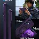 Magnetic for iPhone 16 Case,Upgraded [Full Camera Protection][Compatible with Magsafe][Mil-Grade Protection] Shockproof Slim Anti-Yellow Translucent Matte Phone Case for iPhone 16,Deep Purple