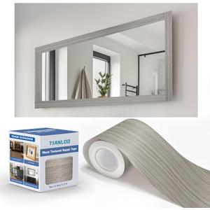 TIANLDD 27 FT Wood Grain Wallpaper Border, Removable Waterproof Mirror Border Peel and Stick,Bathroom Mirror Frame Border.(Grey) (3.15 inch x 27 ft, Gray)