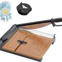 12'' Wood Guillotine Paper Cutter, Heavy Duty Wood Base Paper Trimmer with 32 Sheets Capacity Paper Cutting Board for Classroom, Crafting, Cardstock, Art Projects