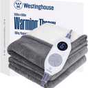 Westinghouse Electric Throw Blanket, Flannel Sherpa Heated Throw with 6 Heating Levels and 2-10 Hours Auto-Off, Flower Jacquard Heated Blanket, Fast Heating & ETL Certification, 50" x 60" Inch, Grey