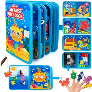 Mootop Busy Book for Toddlers, Busy Board Felt Quiet Book for Baby Sensory Board Learning Activities Travel Toys for Fine Motor Skills, Quiet Book with Life Skills, Cognition, Sorting, Matching
