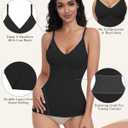 EUYZOU Womens 2PK Tummy Control Shapewear Tank Tops Seamless V-Neck Compression Tank Tops Body Shaper Camisole, Black/White XL