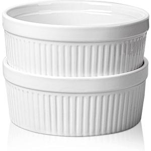 Delling Large Ramekins 32 Oz Oven Safe/Soup Bowls, 1 Quart Serving Bowls Ceramic Round for Baking, Salad, Pasta, Creme Brulee, Souffle Dish, Pot Pie