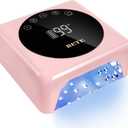 BETE Cordless LED Nail Lamp, 78W Rechargeable UV Nail Light, Intelligent Infrared Sensor and LCD Display Curing Nail Lamp, Portable Nail Dryer Gel Polish Light with 5 Timer Setting Pink