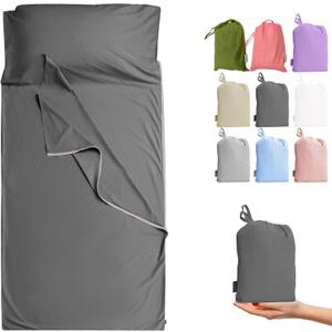Brand - GANNAFEE Cotton Sleeping Bag Liner with Zipper - 100% Cotton Travel Sheet Sleep Sack Adult - Travel Sleeping Bag for Hotels Camping Hiking (Single - 33.5 x 87 inch, A-Dark Grey) Brand - GANNAFEE Cotton Sleeping Bag Liner with Zipper - 100% Cotton Travel Sheet Sleep Sack Adult - Travel Sleeping Bag for Hotels Camping Hiking (Single - 33.5 x 87 inch, A-Dark Grey)