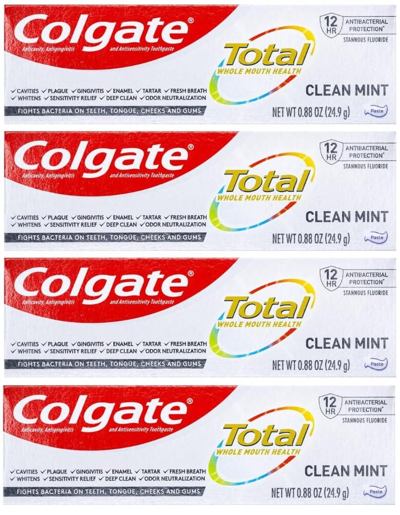 Colgate Total Toothpaste, Clean Mint, Paste Formula, 4.8 oz (Pack of 3)