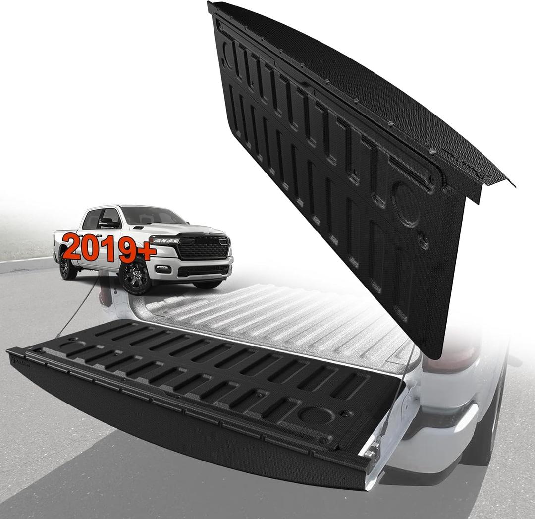 TripleAliners Truck Mat Compatible with 2019-2026 Ram 1500 Power Tailgate-Release & Standard Tailgate Accessories, Tailgate Mat Custom Fit All Weather Protection Pickup Liner, w/Tailgate Cap Protector