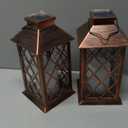 [2 Pack] TAKE ME 14" Solar Lantern Outdoor Garden Hanging Lantern Waterproof LED Flickering Flameless Candle Mission Lights for Table,Outdoor,Christmas Gifts Mom Wife