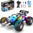 Remote Control Car, All Terrain Remote Control Truck for Boy, 2.4GHz Rc Car with Bodylight and Two Rechargeable Batteries, 20KM/H Monster Truck Toys (Blue)