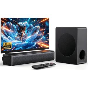 GEOYEAO 2.1 CH Sound bar with Subwoofers, 100W Sound Bar for Smart TV, Dolby Atmos Surround Sound System, Adjustable Home Theater Bluetooth Speaker, for TV/Projector/PC