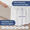 Wrap Around Dust Ruffle Bed Skirt - White - for Queen Size Beds with 15 Inch Drop - Easy Fit Elastic Strap - Adjustable Pleated Bedskirt w/Brushed Fabric - Wrinkle Free - for Women, Men, Kids & Teens