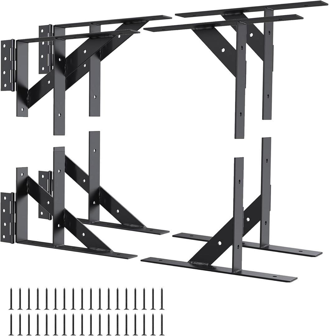 Highpro 2 Pack Corner Brace Bracket Kit, Wooden Fence Hinges No Sag Frame Kit for Shed Doors, Driveway, Corral Gates, Wood Windows