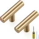 Ravinte 5 Pack Kitchen Cabinet Handles Champagne Bronze Single Hole Stainless Steel Pulls for Dresser Drawer Cupboard Handles with Screwdriver, 2 Inch Length