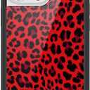 Wildflower Cases - Compatible with iPhone 16 Pro Max | Protective Black Bumper, 6.5ft Drop Test Certified, Women Owned Small Business | Leopard Animal Print Cheetah Dainty Cute Trendy | Red Meow