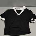 Avanova Women Polo Collared V Neck Tee Shirts Ringer Short Sleeve Crop Tops S