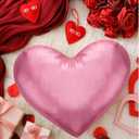 Yookeer Valentine's Day Heart Shaped Pillow 14 x 12 Inch Metallic Leather Throw Pillows Solid Soft Shiny Cushion for Women Valentine Wedding Anniversary Decor for Bed Couch(Pink)