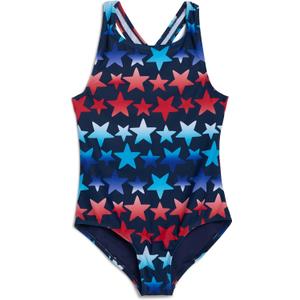 Lands' End Girls' UPF 50+ Stretch Crisscross Back One Piece Swimsuit (Blue,large)