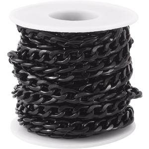 Craftdady 16.4 Feet Aluminum Curb Chain Link Black Twisted Cable Cross Chain Unwelded 12x7mm with Spool for Bracelet Necklace Tassel Earring Jewelry Making