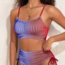 Herseas Women 2 Piece High Waisted Bikini Set Tie Dye Front Scoop Neck Swimsuit Ruched Spaghetti Straps Bathing Suit (XS)