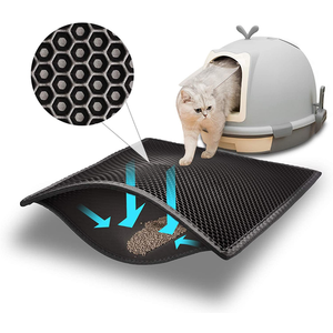 Pieviev 2 Packs Cat Litter Mat Double Layer Waterproof Urine Proof Trapping Mat (30''X24'', Black)