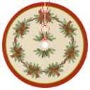 Christmas Tree Skirt 36 Inch, Wreath Pine Ribbon Vintage Garland Xmas Tree Skirt Christmas Tree Mat for Home Party Holiday Indoor Outdoor Decorations