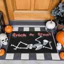 TYUU Skeleton Front Door Mat Indoor Outside Entrance, Heavy Duty Dirt Trapper Doormat with Non Slip Backing Entryway Mat for Front Back Door, 24'' x 36'', Skeleton Black