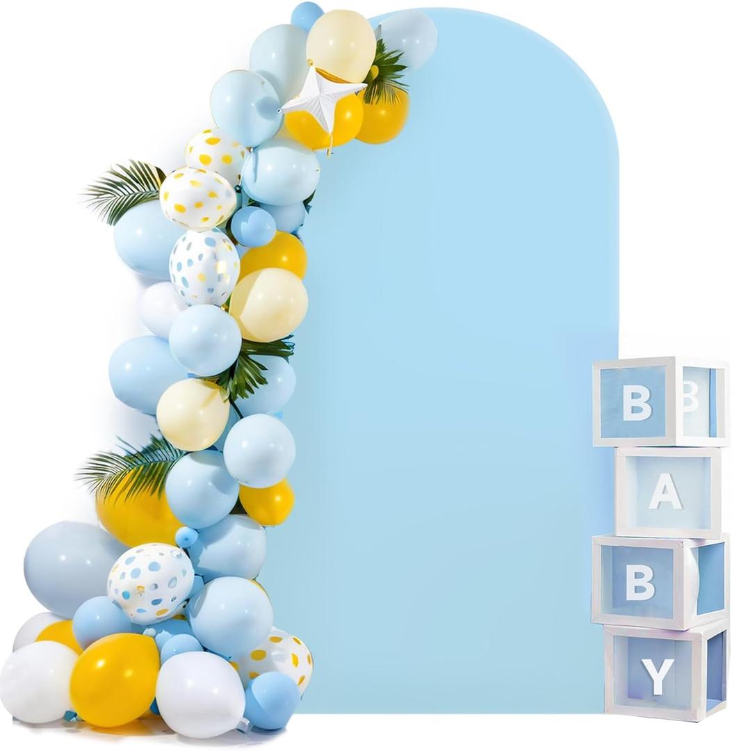 HEMMOTOP 7.2 ft Blue Arch Backdrop Cover (No Arch Stand), Spandex Arch Covers Stretchy Backdrop for Balloon, Wedding, Birthday Party, Baby Shower, Banquet Arch Decoration