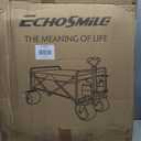 EchoSmile Heavy Duty 350 Lbs Capacity Collapsible Wagon, Outdoor Folding Camping Grocery Portable Utility Cart, Adjustable Rolling Carts, All Terrain Sports Wagon with Big Wheels (Black)