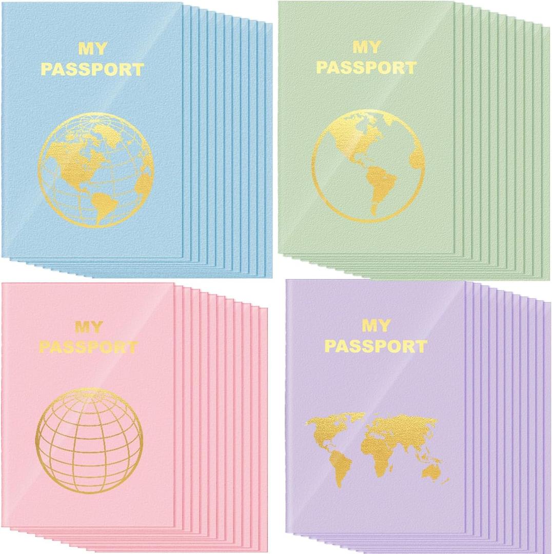 Lincia 48 Pcs Blank Passport Notebook Fake Passport Book Travel Journal Book Bulk Coloring Kids Travel Airplane Activity Classroom Decor School Projects(Macaron Color)