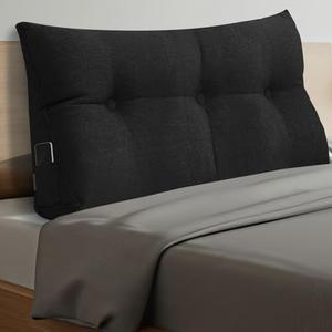 Wenqik Wedge Pillow Twin Triangular Headboard Bed Reading Backrest Back Support Long Pillow with Removable Cover for Dorm Room Supplies Housewarming Gift (Black)