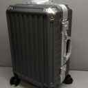 Carry On Luggage with Spinner Wheels, 8010S Aluminum Frame Zipperless Polycarbonate Hard Shell Suitcase (ZX-Core, Charcoal Metallic, 20 Inch)