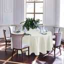 Biscaynebay Textured Fabric Round Tablecloths 90", Ivory Water Resistant Washable Table Cloths Circle Folding Table Covers Linen for Dining, Kitchen, Wedding, Parties etc