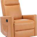 Swivel Recliner Chair, Glider Rocker Recliner Nursery Massage Chair with Extra Large Footrest, High Back, Upholstered Deep Seat for Living Room Office,Brown