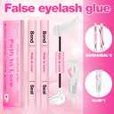 Lash Cluster Glue Set - 150H Strong Hold Waterproof Adhesive Eyelash Glue,Bond & Seal 2x5ml+5ml + 1x0.24oz Lash Glue for DIY Cluster Lashes, Home Use, Beginners & Pros (White, 3-Pack)