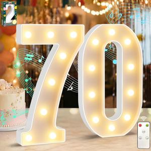 12.6 Inch Marquee Light Up Numbers 70 with Happy Birthday Music | Birthday Number Decorations with Remote for Girls Boys Women Men, Lighted Marquee Numbers for Anniversary Party Table Decor