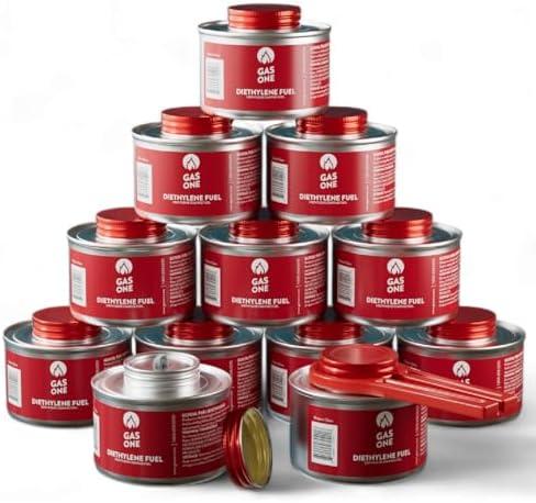 GasOne 2+ Hour Chafing Fuel - Food Warmer for Chafing Dish Buffet Set - Liquid Safe Fuel with Wick & Lid Opener for Chafing Dish (Pack of 12): Industrial & Scientific