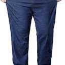 Plus Size Baggy Jeans for Men Elastic Waist Pull On Denim Pants Drawstring Straight Loose Jean Sweatpants  (Navy, XL)