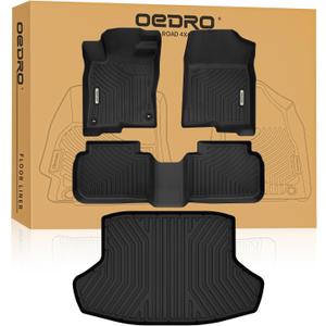 OEDRO Floor Mats Fit for 2026 2025-2022 11th Gen Honda Civic Sedan Sport/Touring/Si/EX/EX-L/LX, Custom Fit Gas/Hybrid, All Weather TPE Car Floor Liners Accessories, 1st and 2nd Row with Cargo Liner