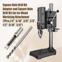 Woodworking Square Hole Drill Bits with Adapter, 1/4, 5/16, 3/8, 2/5, 1/2, 9/16, 5/8 Wood Mortising Chisel Set Wood Square Hole Mortising Chisel Drill Bit for Mortising Machines
