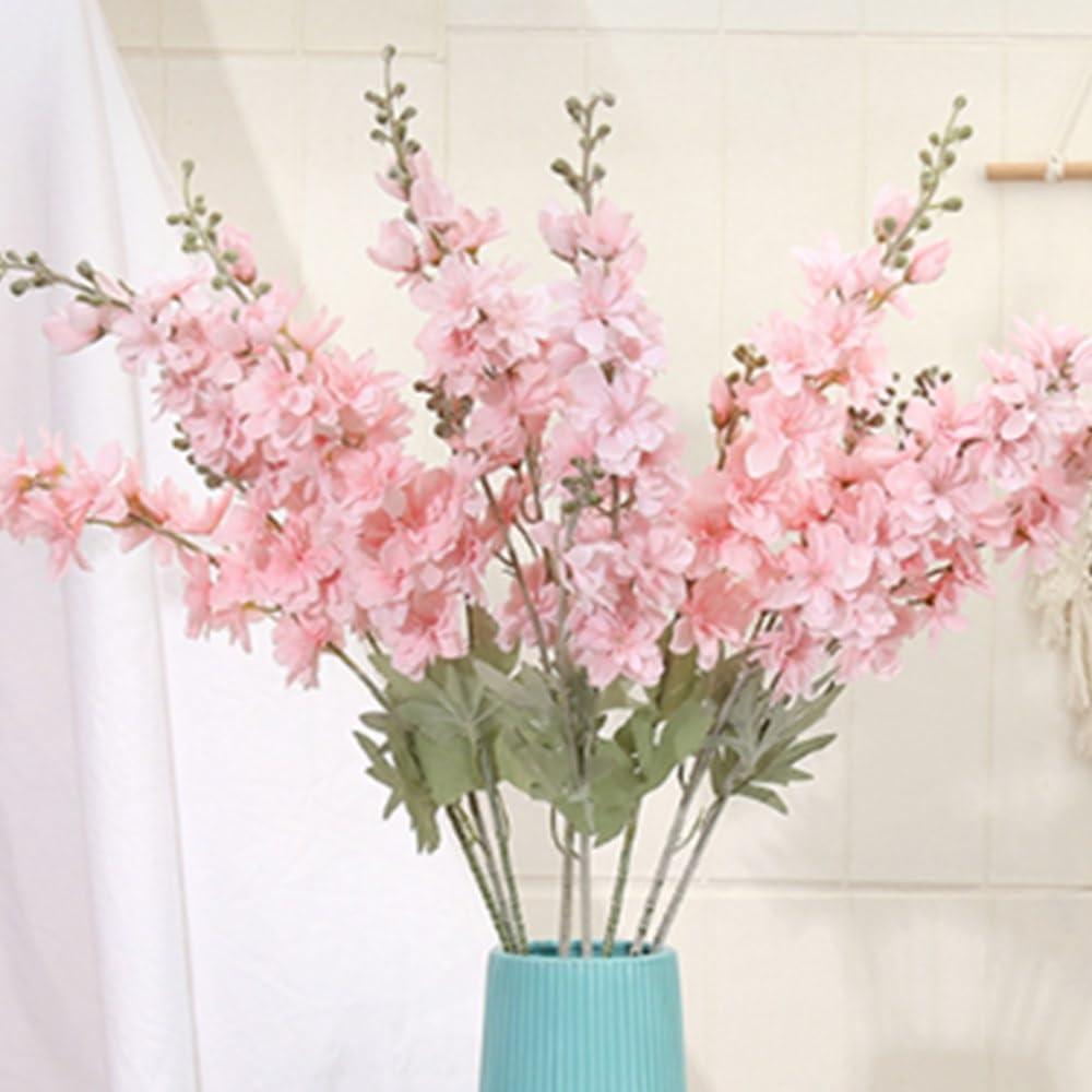 33.5in 6pcs Fake Flowers Delphinium Artificial Flowers Silk Flowers Larkspur Artificial Flowers Long Stem Flowers for Tall Vase Home Wedding Party Decor (Pink)