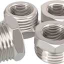 1/2 G Male to 3/8 Compression Female Nickel Plated Brass Reducer Faucet Adapter Water Supply Line Adapter for Kitchen Bathroom Plumbing Pipe 4PCS