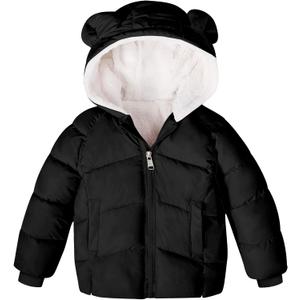 Baby Girls Boys Winter Coat Warm Fleece Jacket for Toddler Kids 6M-12M (Black)