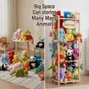 Rhyzoray Stuffed Animal Storage Organizer - Thick Wooden Toy Zoo for Playroom & Bedroom, Large Plushies Holder with Cute Jail Cage Design, Plush Toy Display Tower Shelf (Large)
