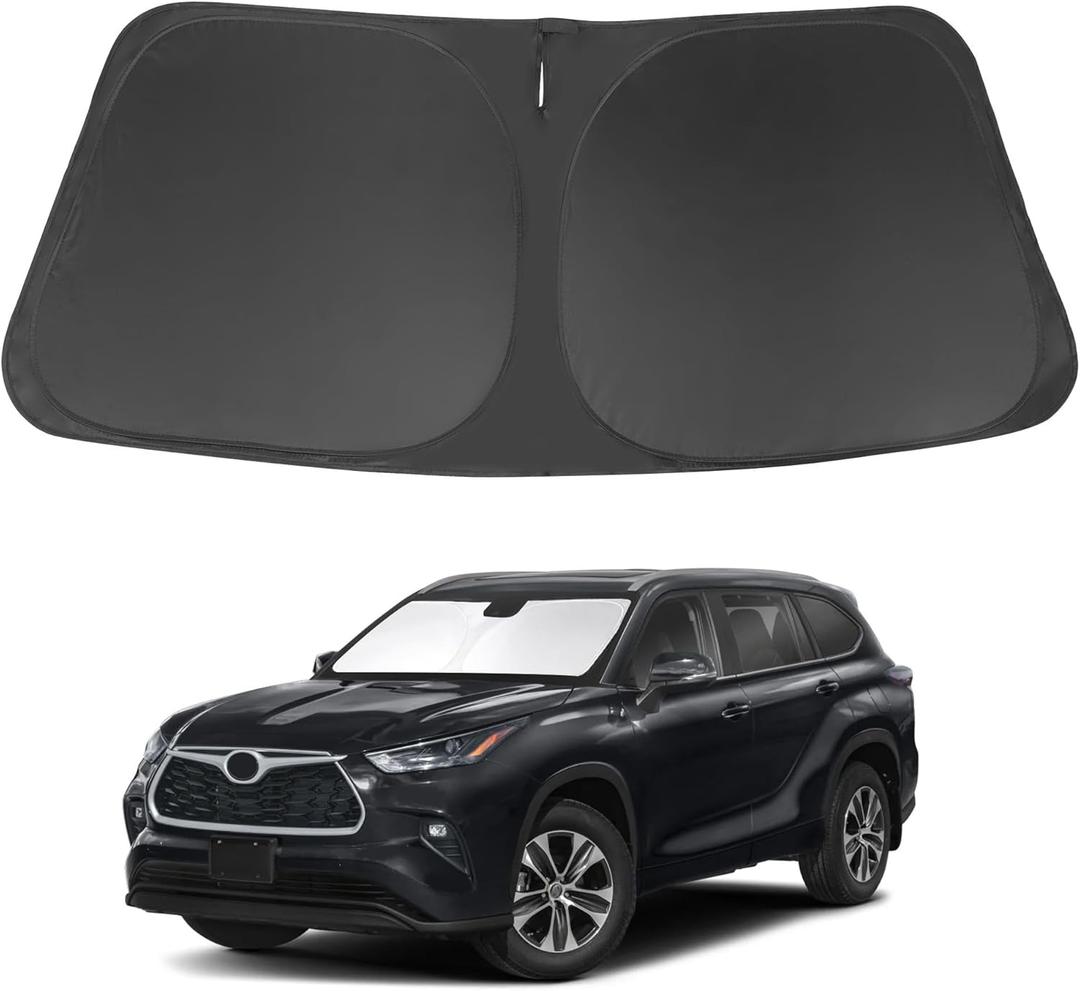 Windshield Sun Shade Front Sunshade Foldable Sun Visor Protector Custom Fit 2020-2024 2025 2026 Toyota Highlander Accessories Keep Your Car Cooler