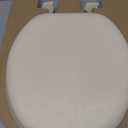 Mayfair Padded Toilet Seat, Cushioned Soft Vinyl over Wood Core Seat, Secure Hinges, Easy Clean, Made in USA, Round, Bone