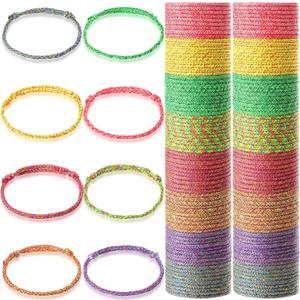 Remerry 168 Pcs Friendship Bracelets Adjustable Woven Rope Bracelets Bulk Graduation Ceremony Prom Class of 2026 Birthday Party Favors & Goodie Bag Stuffers, 8 Assorted Colors(Vivid Colors)