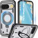 Gritup fro Google Pixel 10/10 Pro Case | Military-Grade Magnetic Protective Cover Compatible with Mag-Safe, 2-Pack HD Screen Protectors, Rotating Kickstand & Anti-Fingerprint Design | Gray